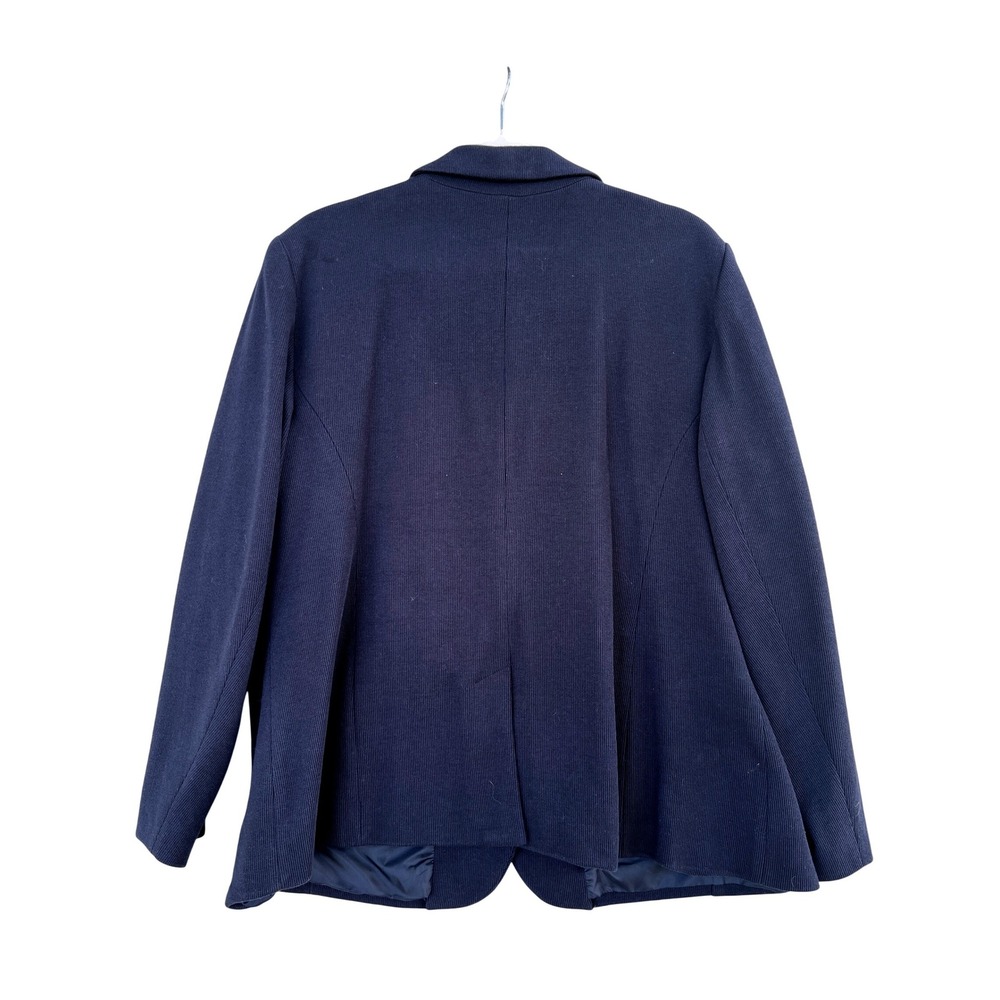 Talbots Navy Blue Ribbed Cotton Blazer Anchor Nautical Preppy Coastal Cruise 16W - Picture 9 of 10